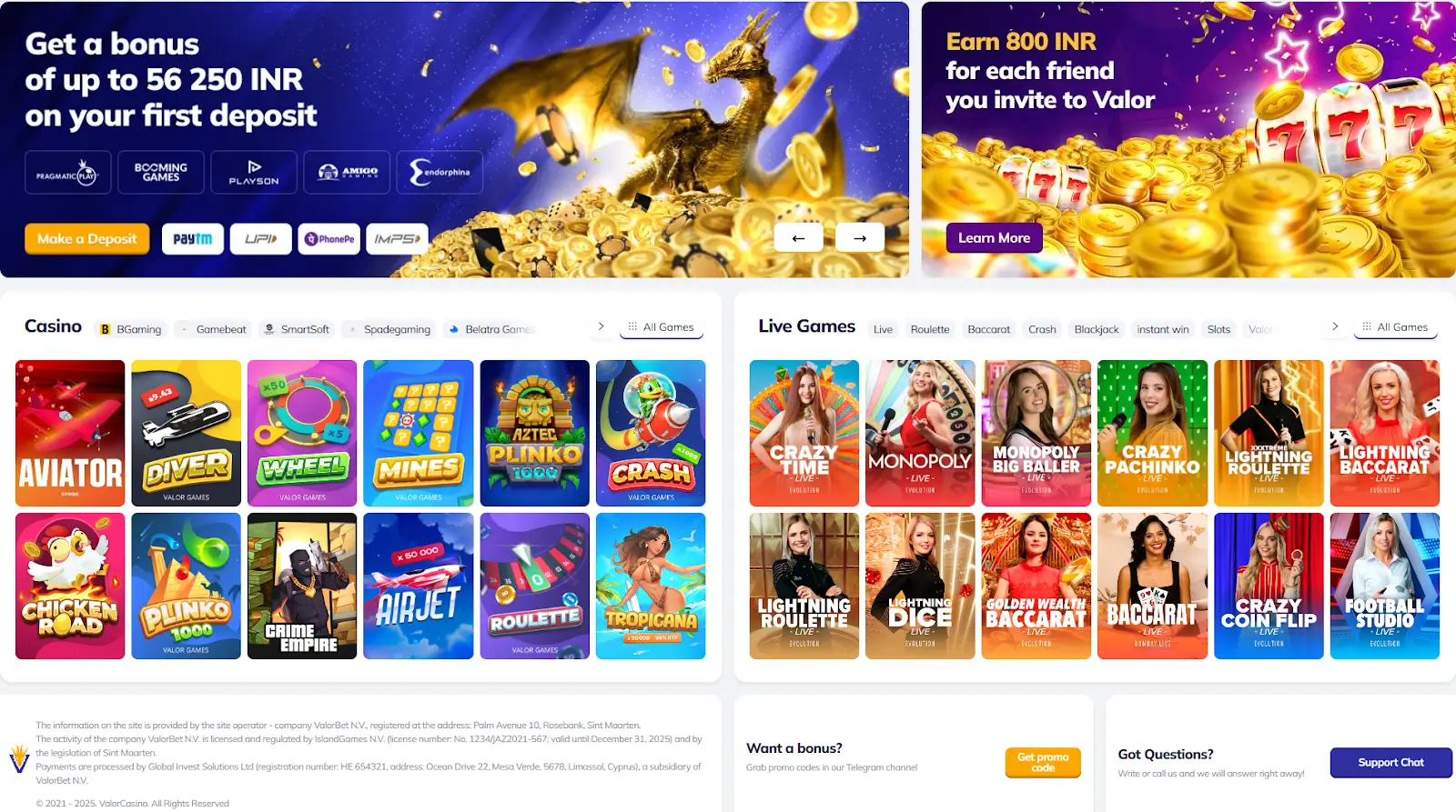 Play Valor bet casino